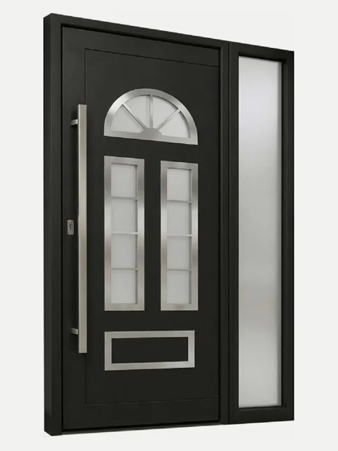 Puerta de entrada serie Clásica con fijo lateral acristalado